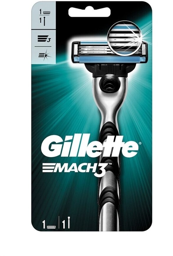 Многоразовый бритвенный станок Gillette Mach3 , 1 кассета