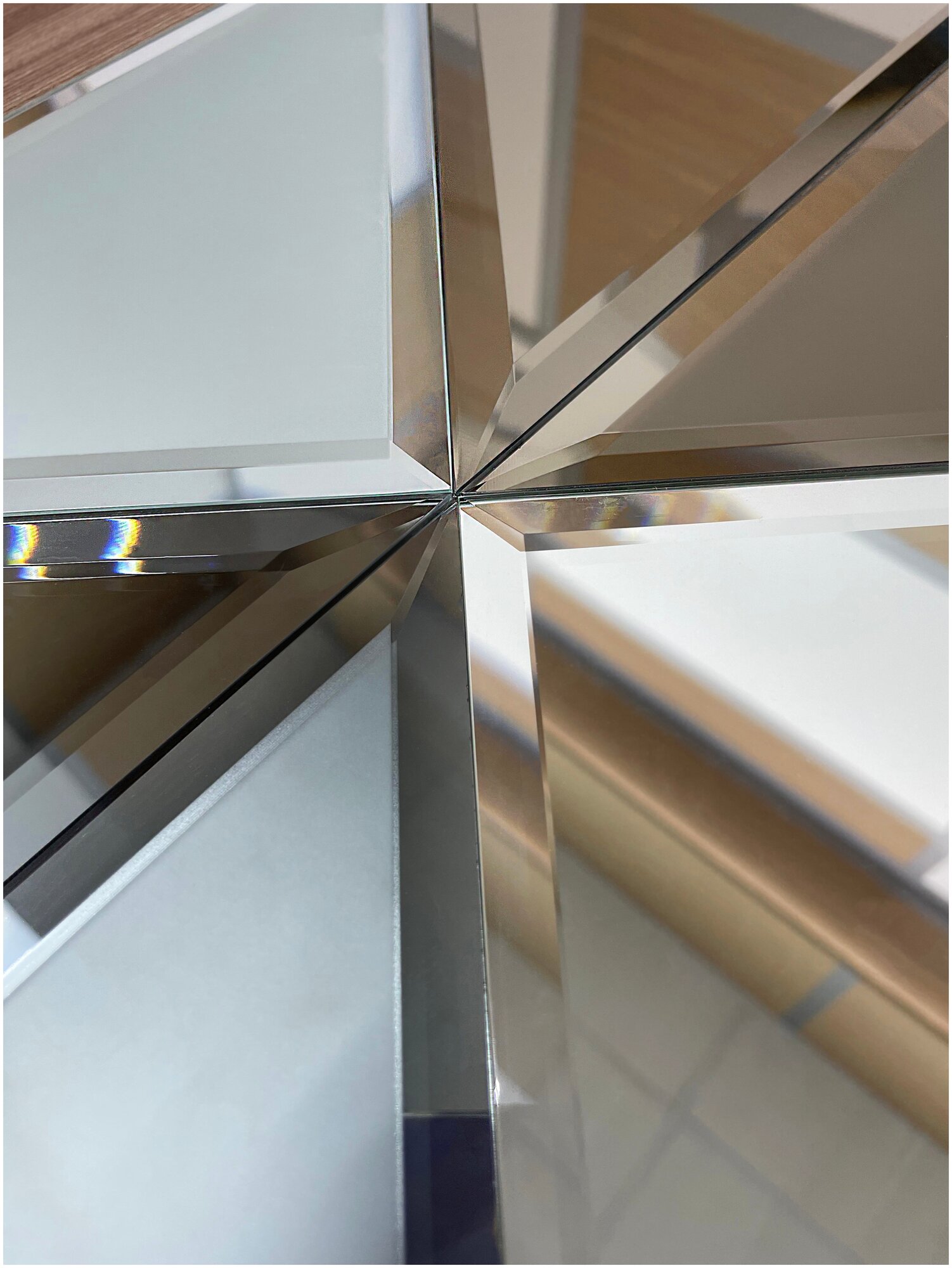 Зеркальная плитка ДСТ, панно на стену, треугольник серебро, 5 шт. 15х15 см. - фотография № 7