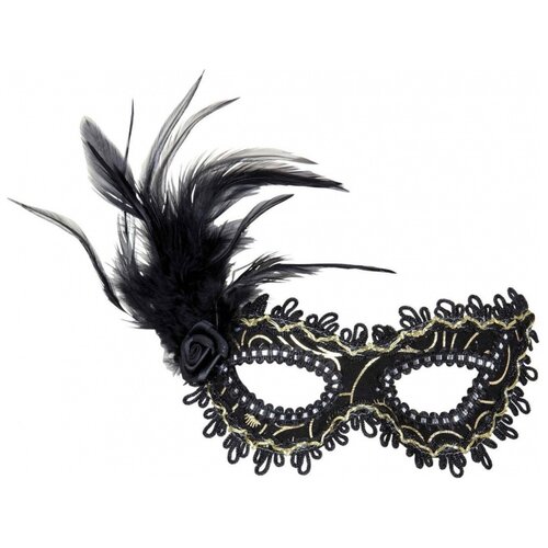 фото Черная маска с перьями (7934) widmann