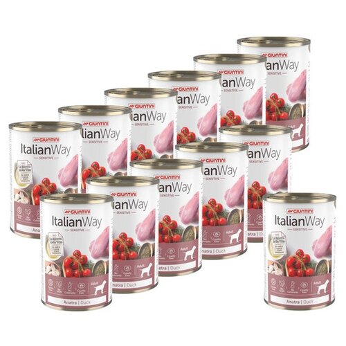 ITALIAN WAY DOG ADULT SENSITIVE безглютеновые для взрослых собак всех пород с чувствительным пищеварением с уткой (400 гр х 12 шт)