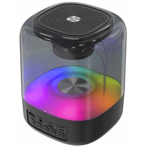 Колонка с мощным звуком Стерео Чистый и объемный звук с глубокими басами Прозрачный дизайнПодсветкаСветодиодный светильникTotal Black 150000₽