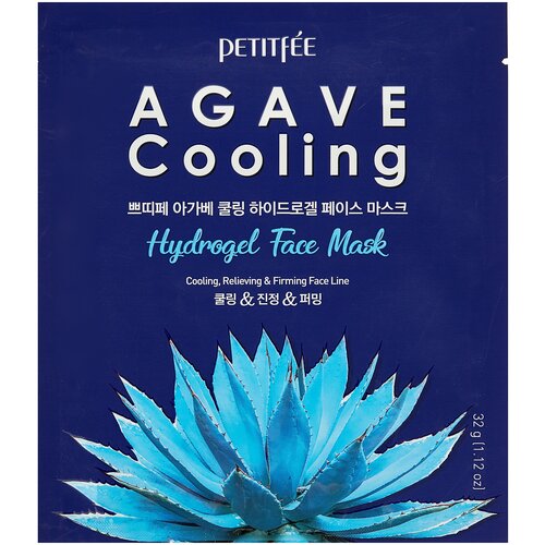 Petitfee Охлаждающая гидрогелевая маска для лица с экстрактом агавы Agave Cooling Hydrogel Face Mask, 30 г, 32 мл гидрогелевая маска для лица с артишоком artichoke soothing hydrogel face mask 32г маска 1шт