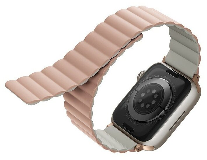 Ремешок Uniq Revix reversible Magnetic для Apple Watch 42-41-40 mm, розовый/бежевый (1 шт)