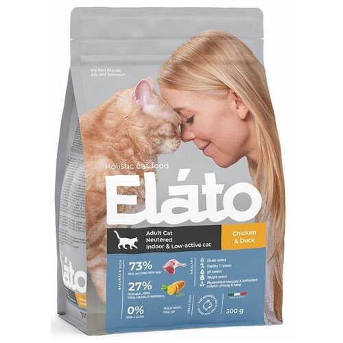 Элато (ELATO) Корм д/кастрированных котов, стерилизованных и малоактивных кошек 300г