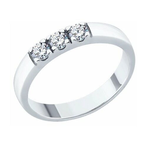 фото Серебряное кольцо sokolov 94013665 с фианитом, размер 17,5 diamant-online