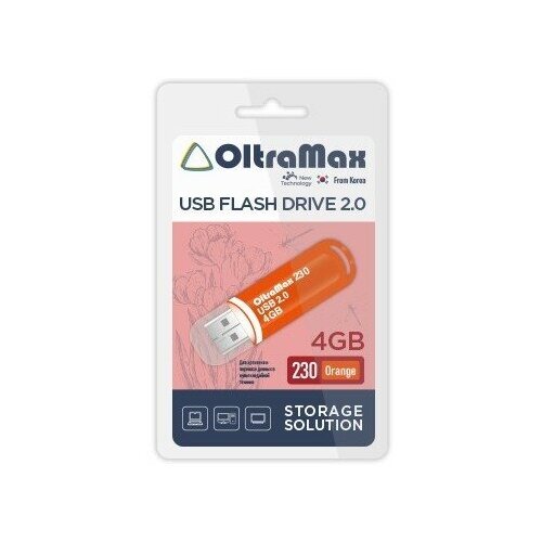 Флеш-накопитель 4Gb OltraMax 230, USB 2.0, пластик, синий