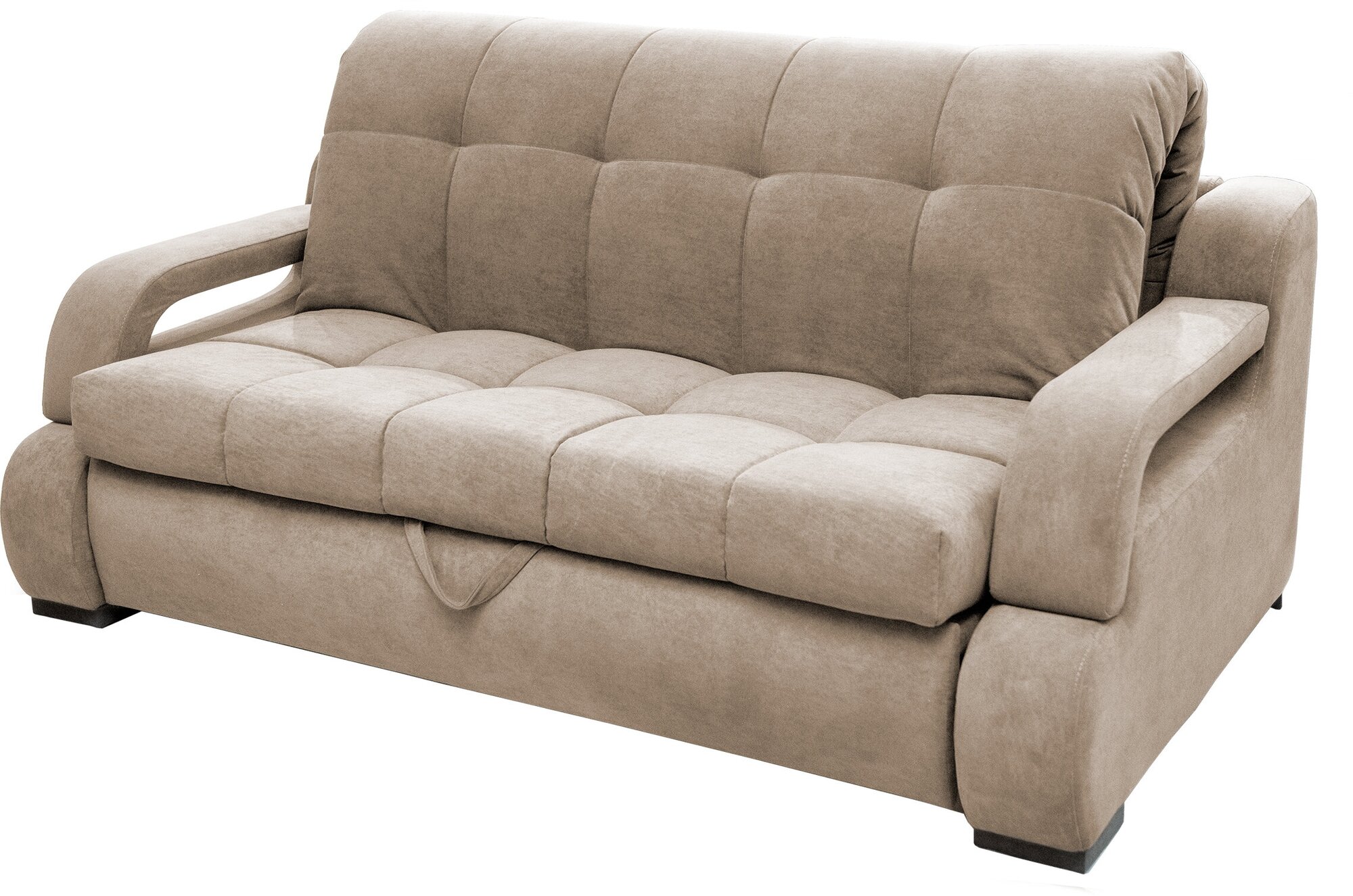 Прямой раскладной диван кровать трансформер "Барон-140" с подлокотниками. Независимый пружинный блок. Механизм Аккордеон, 190х120х100, велюр бежевый - фотография № 3