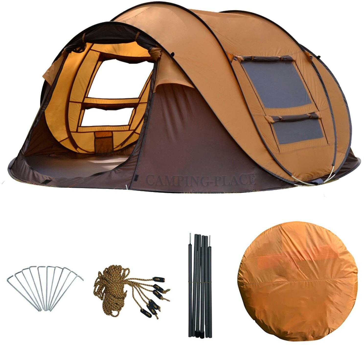 Палатка-автомат туристическая трех местная 280*205*120см коричневая