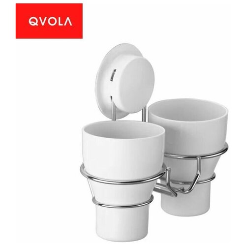 Подвесной стаканчик для зубной щетки и пасты двойной в ванную на стену