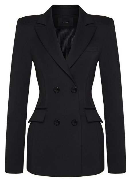 Пиджак YULIAWAVE, средней длины, силуэт прилегающий, размер S, черный