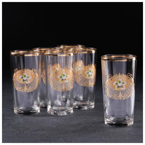 фото Набор стаканов высоких "магнолия", 230 мл, с отводкой, 6 шт ас-декор