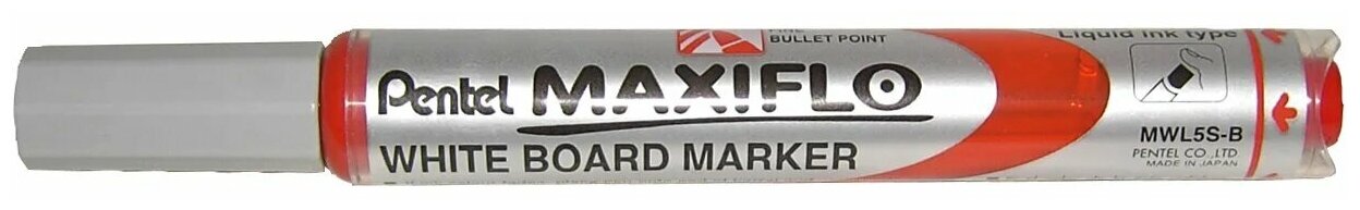 Маркер "Pentel" Maxiflo 4 мм пулевидный MWL5S-B красный