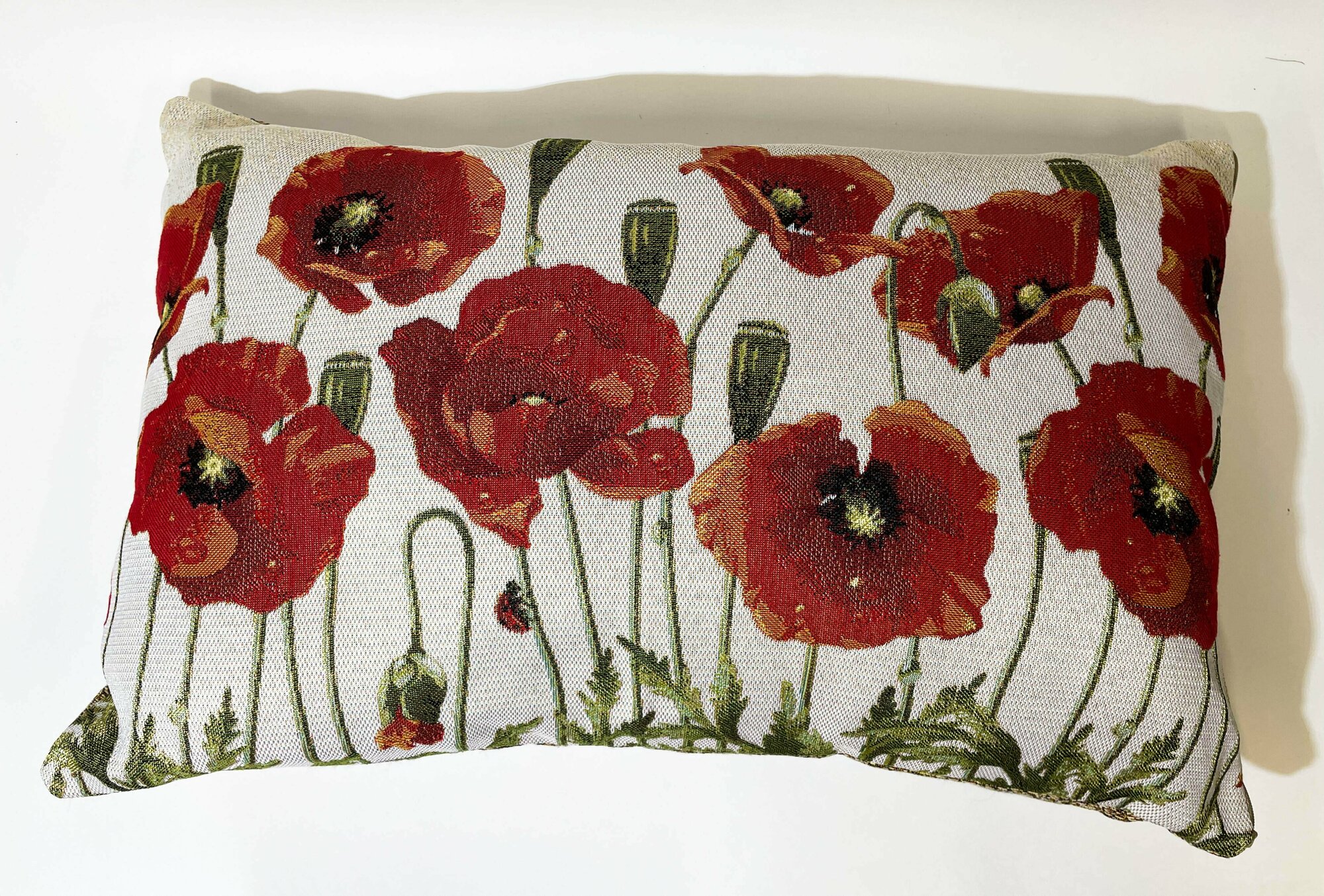 Наволочка для декоративной подушки 40х60 (+-3см) с рисунком Цветы Маки. Из гобелена, на молнии. Чехол на подушку декоративный