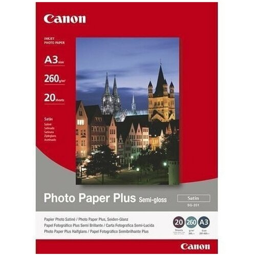 Бумага Canon A3 Plus Semi-gloss SG-201 260 г/м², 20 пачек, 20 л, белый