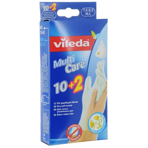 фото Перчатки vileda multi care одноразовые, 6 пар, размер m/l, цвет голубой