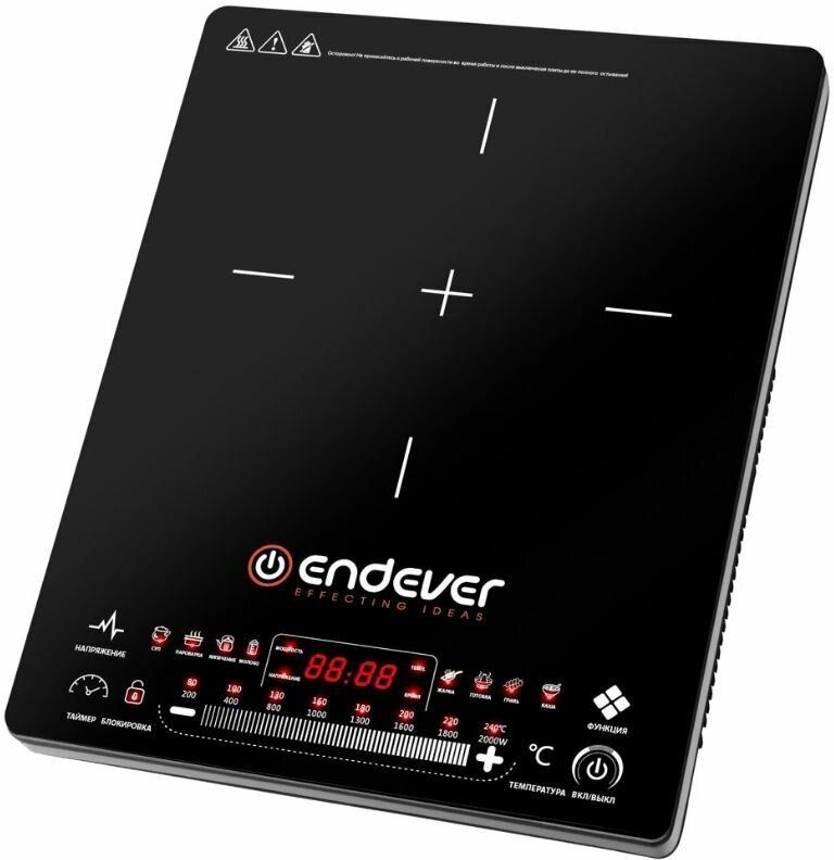 Плитка индукционная Endever Skyline IP-60, черный, диаметр посуды 12-28 см, 8 авто программ