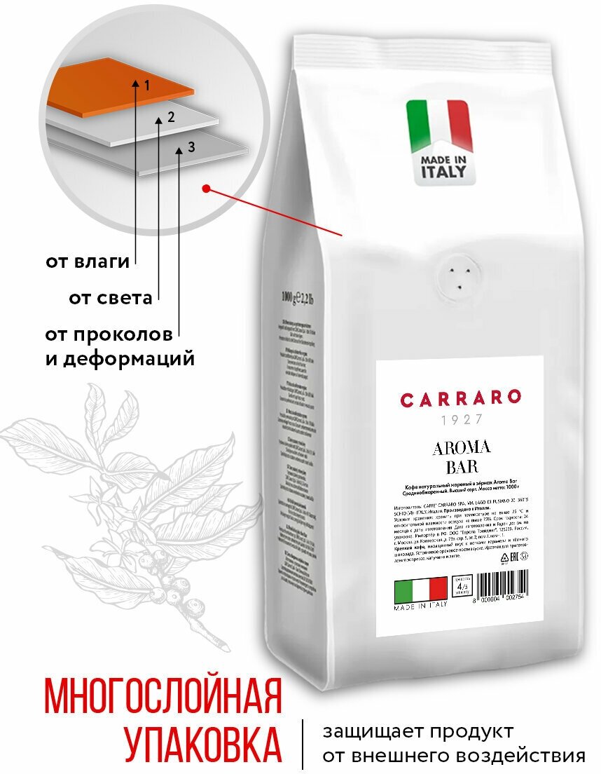 Кофе в зернах Carraro Aroma Bar 1 кг