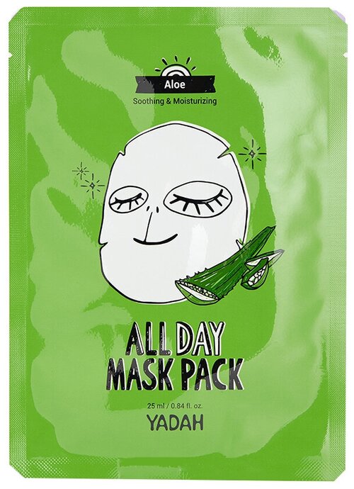 Yadah Маска на тканевой основе с алоэ All Day Mask Pack-Aloe, 25 мл
