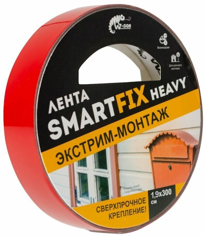 Всепогодная лента для внешнего и внутреннего монтажа W-con SmartFix HEAVY 19*300см серая