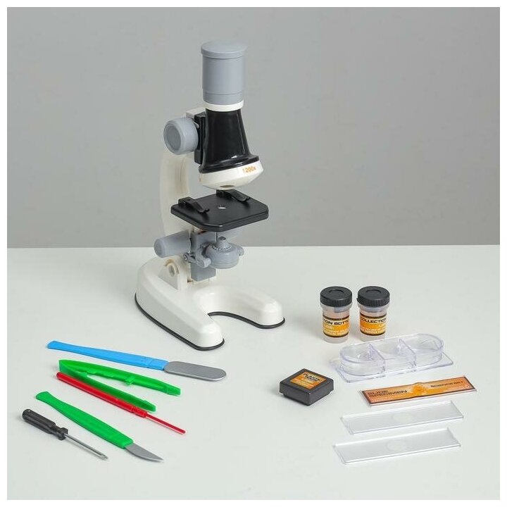 Микроскоп "Юный ботаник" кратность до х1200, белый, подсветка (1шт.)