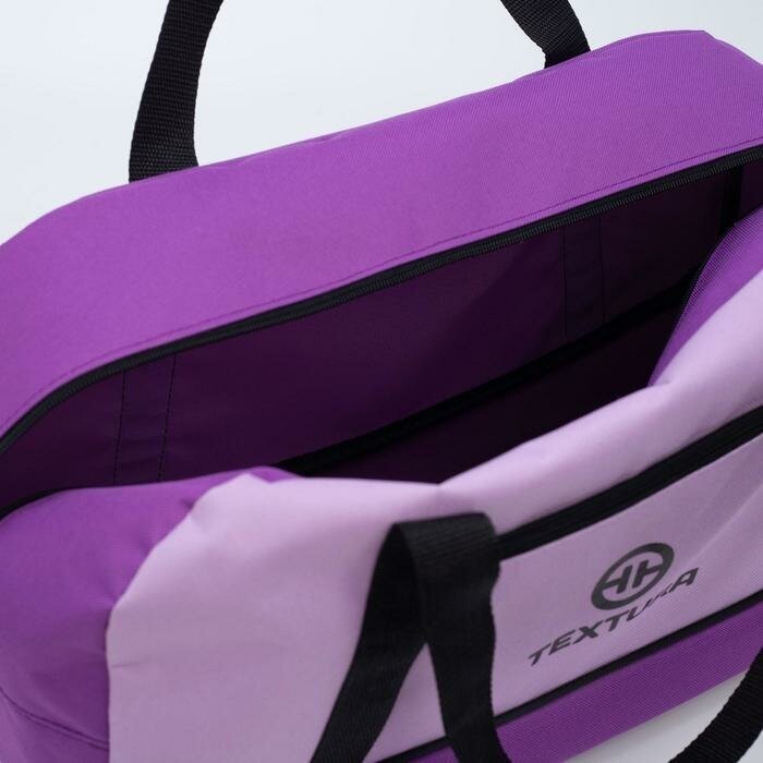 Сумка спортивная TEXTURA отдел на молнии, наружный карман, длинный ремень, фиолетовая - фотография № 7