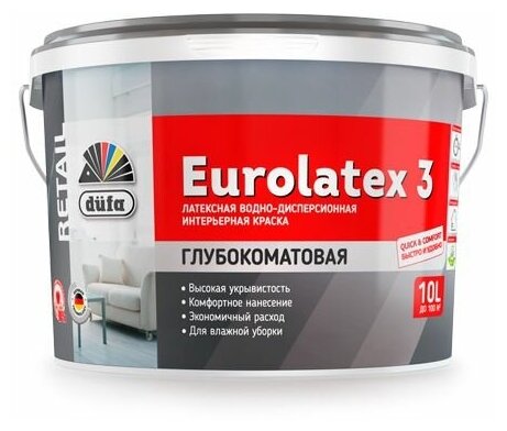 Краска DUFA Retail Eurolatex 3 латексная глубокоматовая 10 л