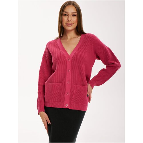 Кардиган Modclick, длинный рукав, оверсайз, удлиненный, вязаный, крупная вязка, карманы, размер oversize, белый