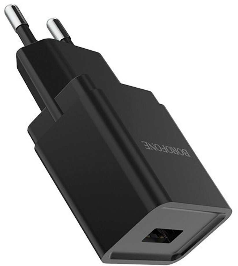 Сетевое зарядное устройство Borofone BA20A Sharp, USB-A, 2.1A, черный Noname - фото №7