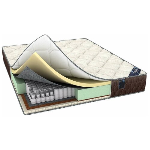 фото Матрас dimax элемент медиум мемо, 120x185 см, пружинный, белый/коричневый