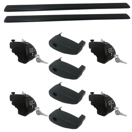 фото Комплект дуг и опор евродеталь на интегрированные рейлинги для kia carnival (2013-н.в.), крыло, с замком, 1.35 м черный