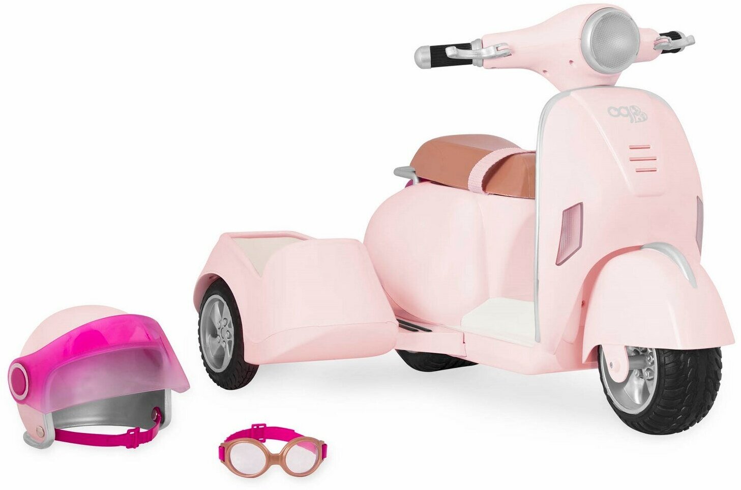 Скутер с коляской для куклы 46 см и настоящим FM-радио
