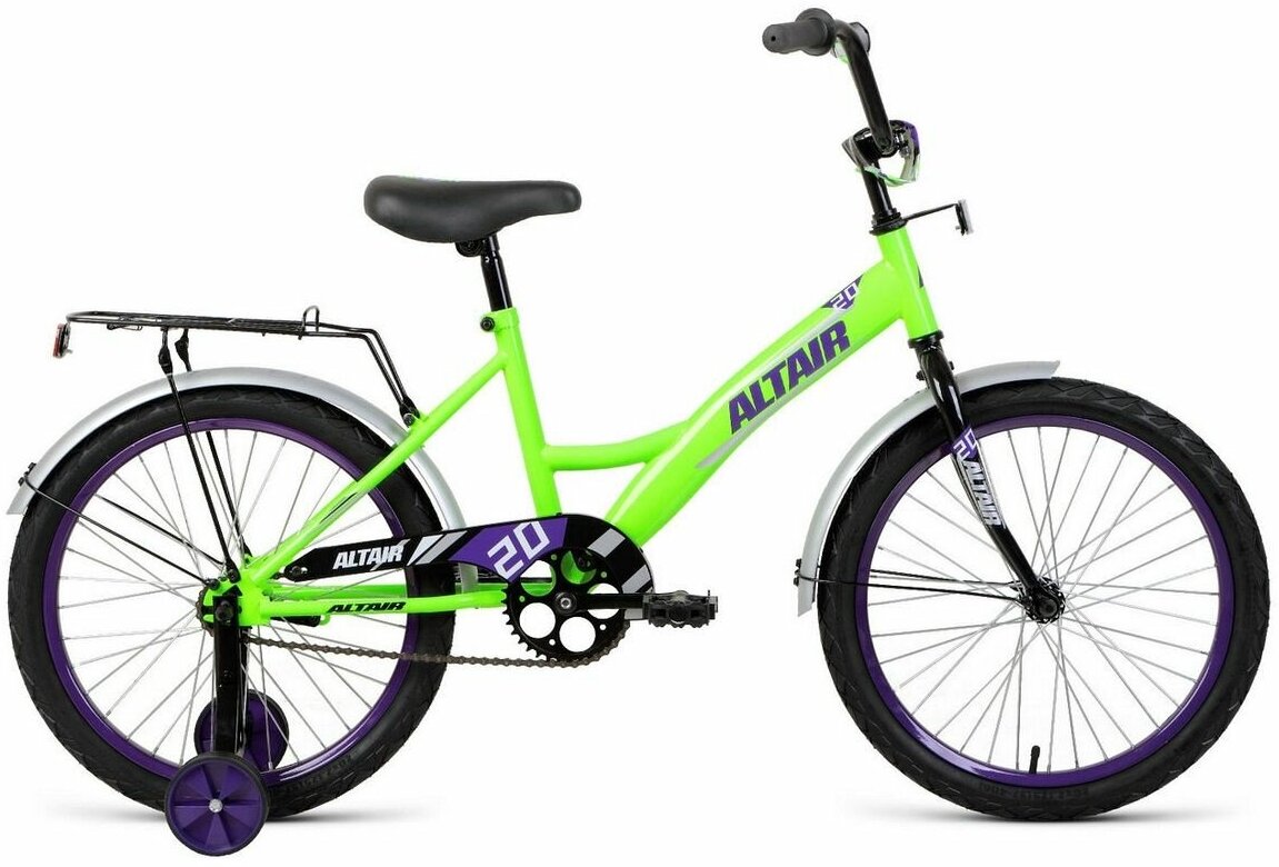 Велосипед ALTAIR KIDS 20" (2022) (Велосипед ALTAIR KIDS 20 (20" 1 ск. рост. 13") 2022, ярко-зеленый/фиолетовый, IBK22AL20041)