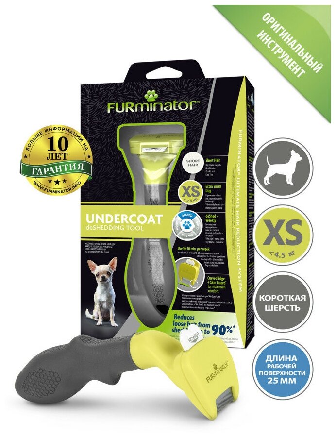 FURminator XS фурминатор для миниатюрных собак с короткой шерстью