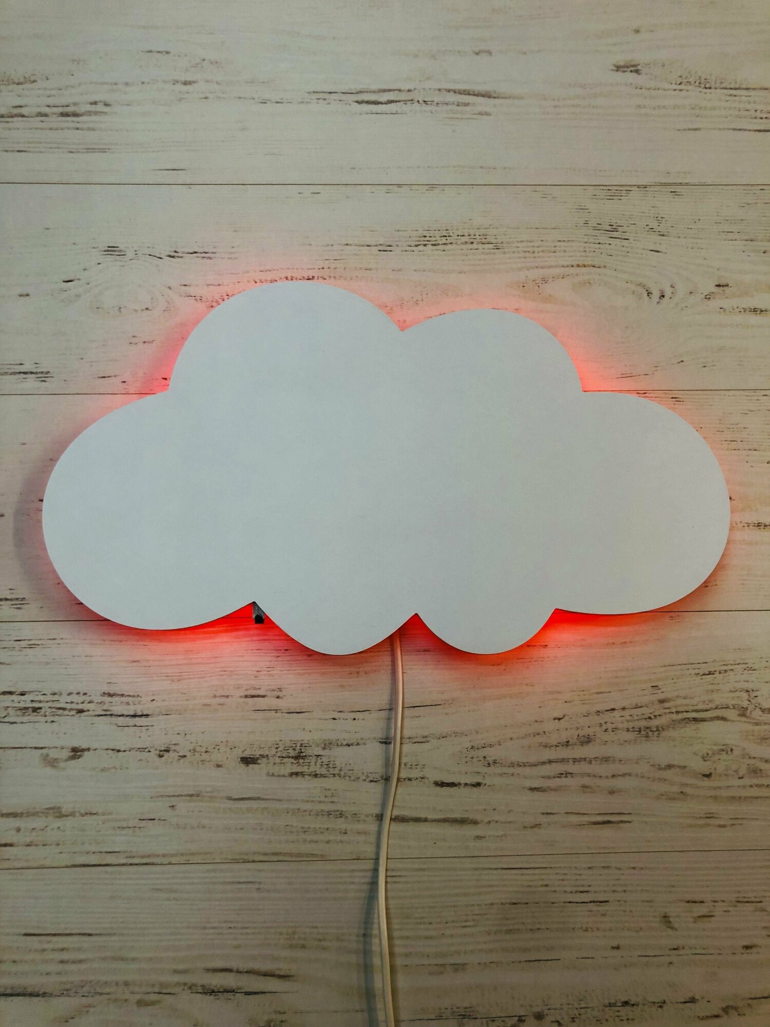 Светильник ночник RGB с пультом настенный облако деревянный светодиодный 45*25 см питание от сети, 1 шт - фотография № 5