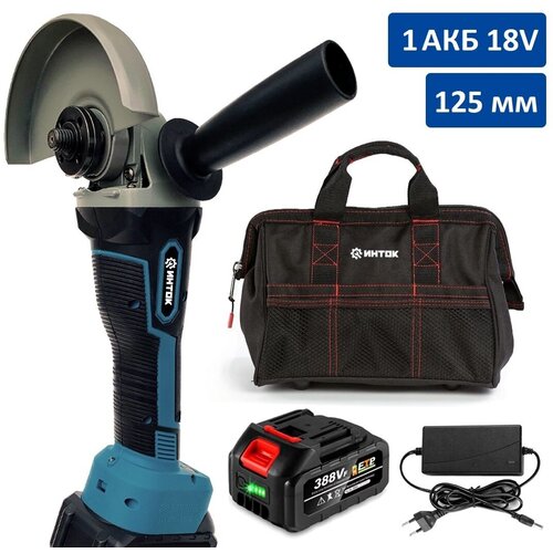 Аккумуляторная УШМ инток 11000с125 мм c АКБ-1шт 18V 4 Ah MAX LITHIUM Li-ion зарядкой и сумкой для инструмента 649800₽