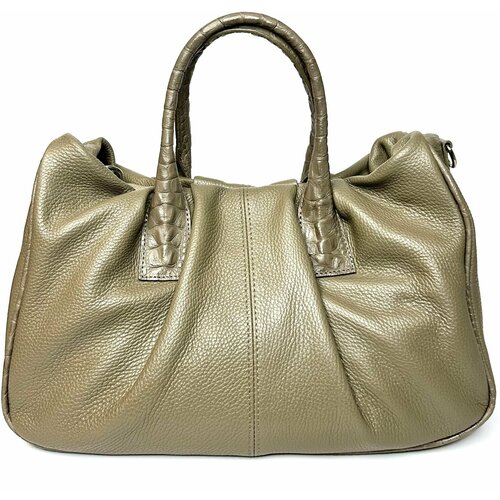 Женская тёмно бежевая сумка на каждый день шоппер тоут трансформер из натуральной мягкой кожи vera pelle