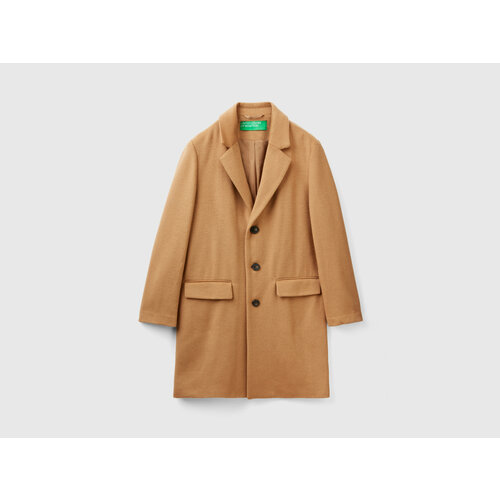 Пальто UNITED COLORS OF BENETTON демисезонное, шерсть, размер 50, коричневый