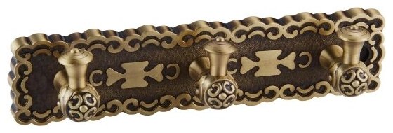 3 крючка на планке Zorg серия Antic AZR 17 BR, латунь бронза, с орнаментом, 23х5,4 см