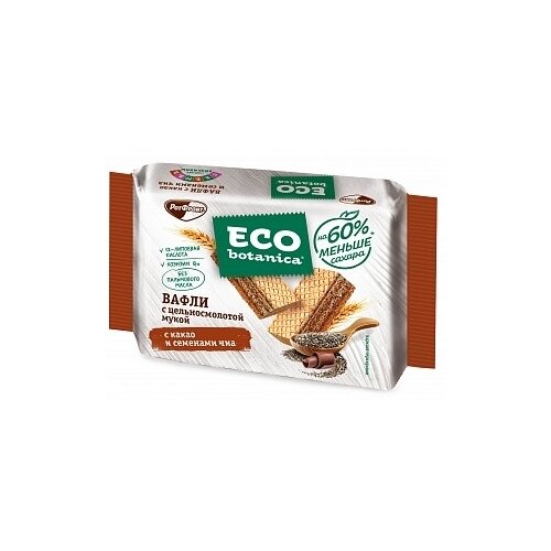 Вафли Eco botanica из цельносмолотой мукой с какао и семенами чиа, 145 г