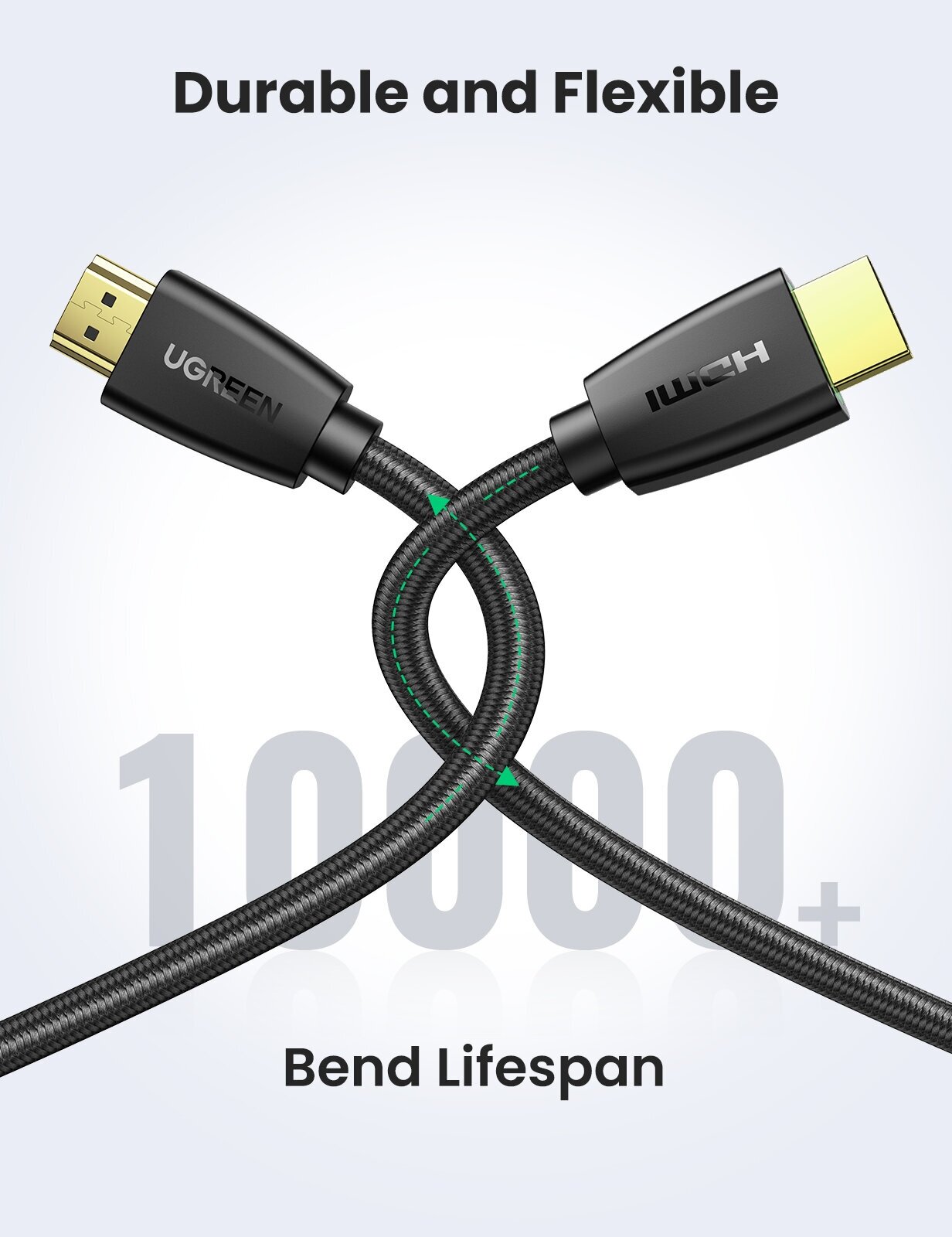 Кабель UGREEN HDMI Male To Male Cable With Braid. Длина: 5м. Цвет: черный - фото №14