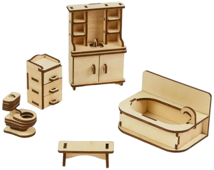 Набор деревянной мебели для кукол «Ванная»