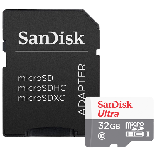 Карта памяти SanDisk Ultra microSDHC 16GB Class 10 UHS-I (80MB/s) с адаптером