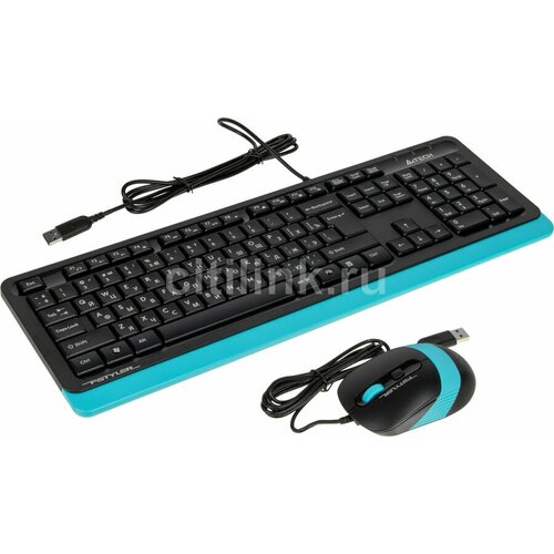 комплект клавиатура мышь a4tech fstyler fgs1035q black blue Комплект клавиатура+мышь A4Tech Fstyler F1010 черный/синий