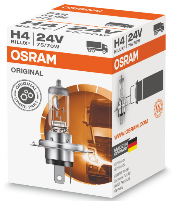 Галогенная лампа OSRAM ORIGINAL LINE H4 24V 75/70W 3200К - фото №1