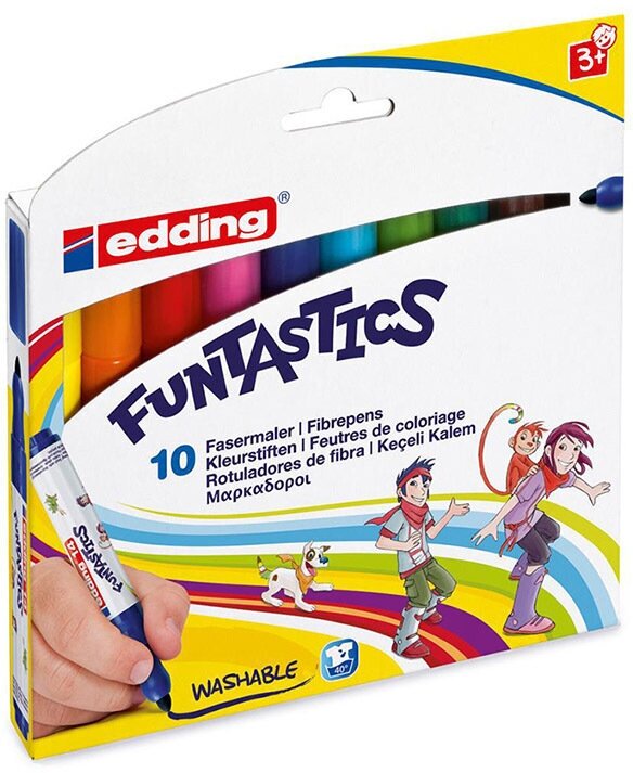 Набор фломастеров цветных edding 14 Funtastics, для рисования, 3 мм, 10 цветов, картонная коробка 10 цветов