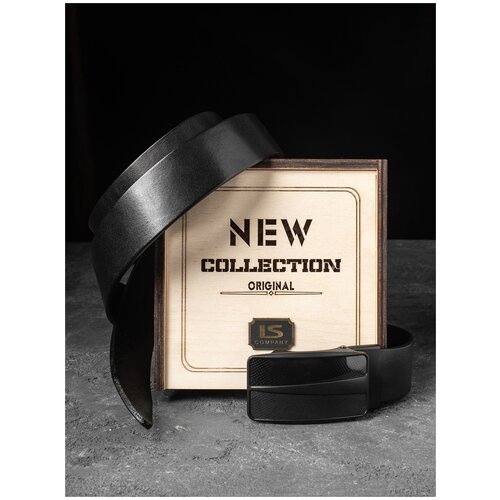 фото Ремень remart, натуральная кожа, металл, подарочная упаковка, для мужчин, длина 130 см., черный