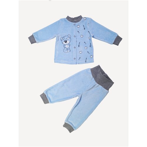 Комплект одежды  , брюки и кофта, повседневный стиль, размер 86, голубой