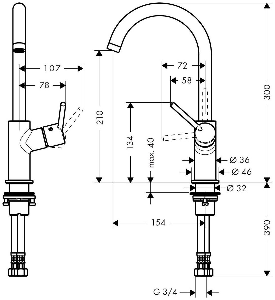 Смеситель для раковины Hansgrohe - фото №2