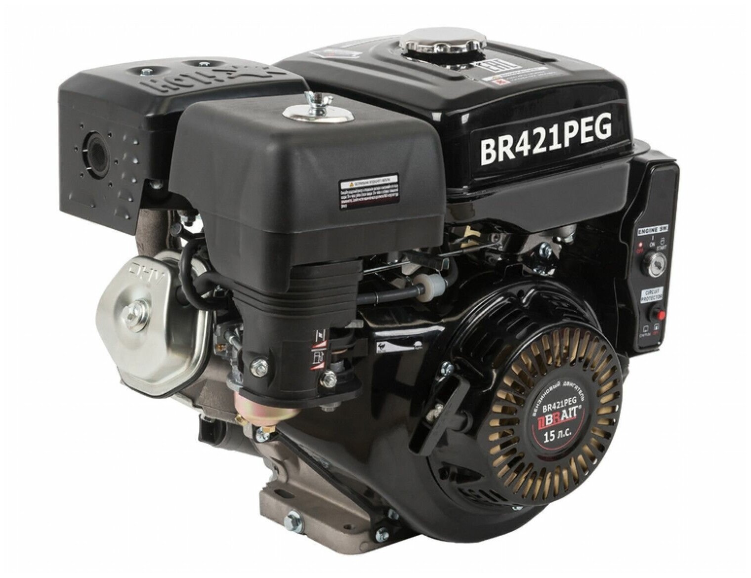 Двигатель бензиновый BR421PEG (15лс, вал под шлицы, электростартер, длина вала 44мм)