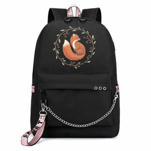 фото Рюкзак с лисой (fox) черный с цепью №3 noname
